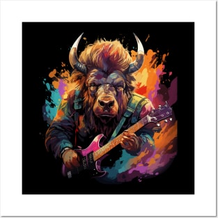 Bison Playing Guitar Posters and Art